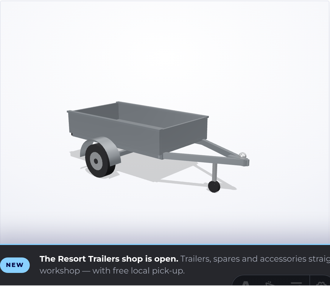 A galvanised box trailer in the 3D builder